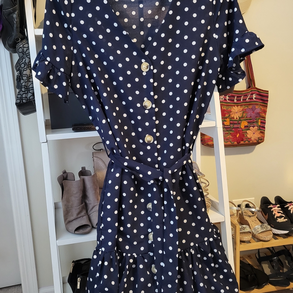Navy Polka Dot Dress